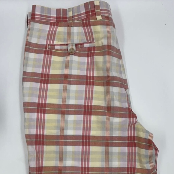 Bobby Jones Other - Bobby Jones Golf Shorts Red/Yellow Plaid All Cotton Men’s Size 38 w/ 8.75 Inseam